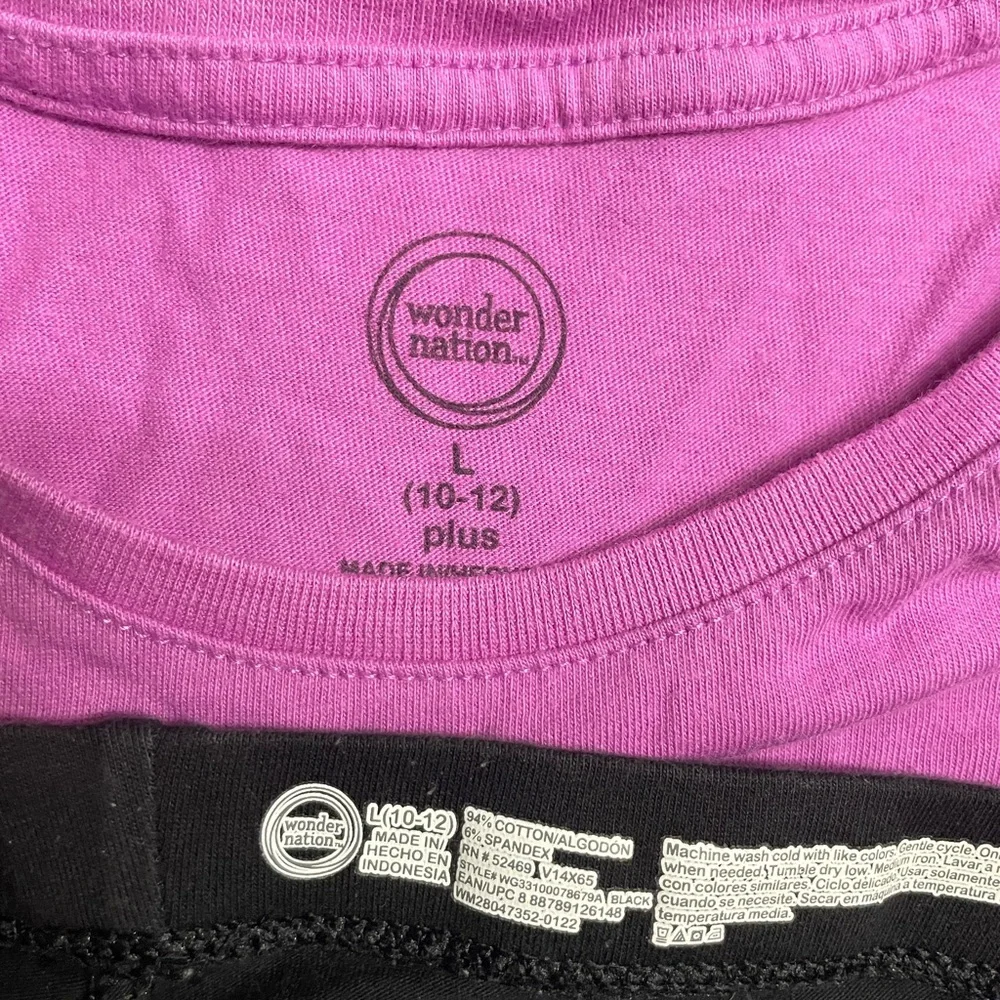 Wonder Nation Magenta Top and Black Bottoms Set